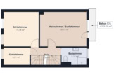 S&P | Grundriss Obergeschoss - Bahnhofsvorstadt | Studentenhaus mit zwei Balkonen und Terrasse